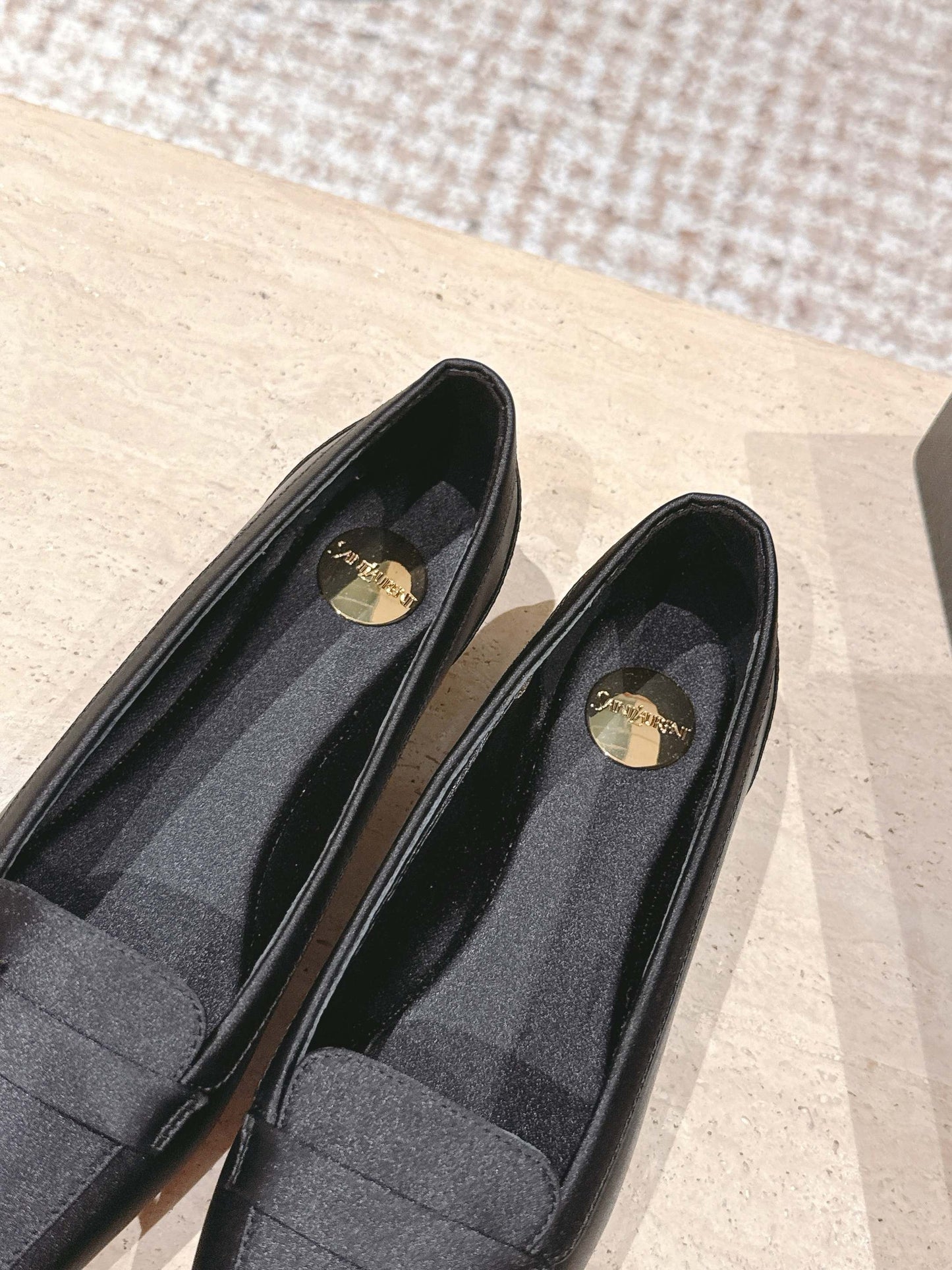 YSL 25S SAINT LAURENT POPPY BALLET FLATS IN BLACK SILK - 35