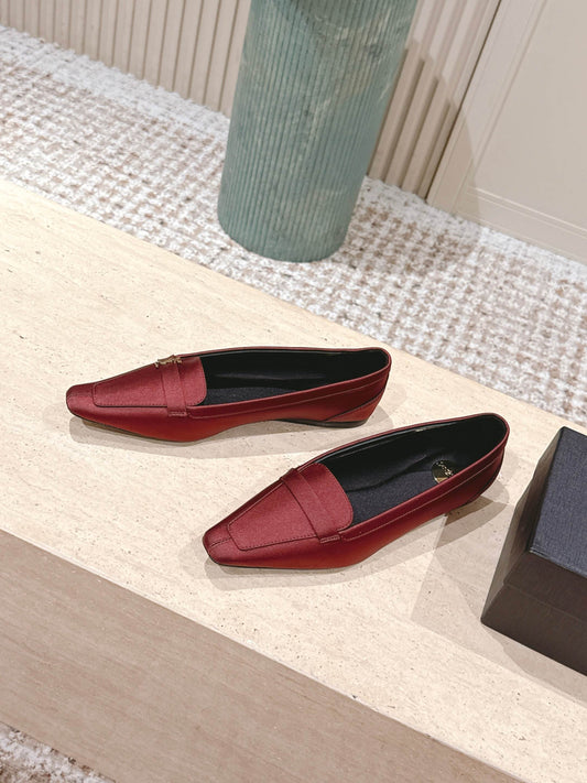 YSL 25S БАЛЕТКИ SAINT LAURENT POPPY ІЗ ВІНТАЖНОГО ЧЕРВОНОГО ШОВКУ - 35