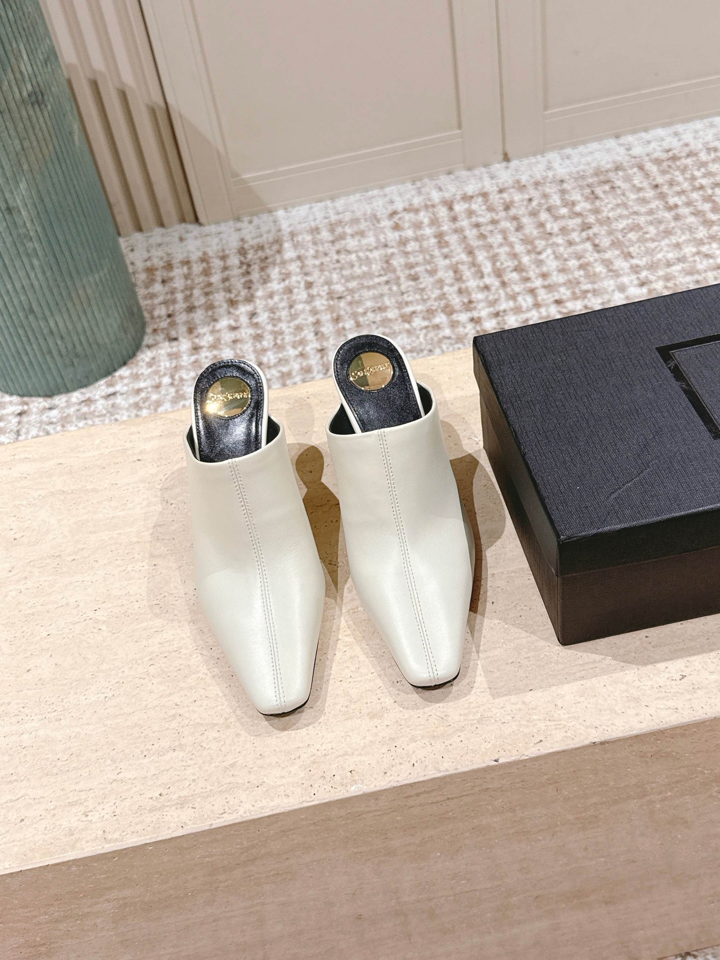 YSL 25S JILL MULES IN IVORY SMOOTH CALFSKIN - 35