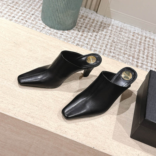 YSL 25S JILL MULES IN BLACK SMOOTH CALFSKIN - 35