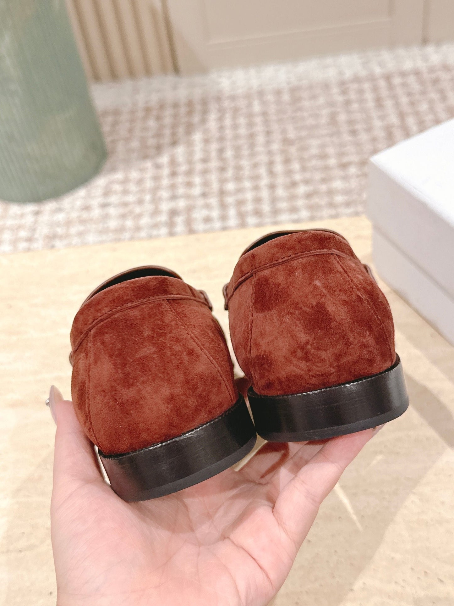 YSL 25S SAINT LAURENT LOAFERS IN DARK BRICK RED SUEDE WITH SMALL LOGO - 35