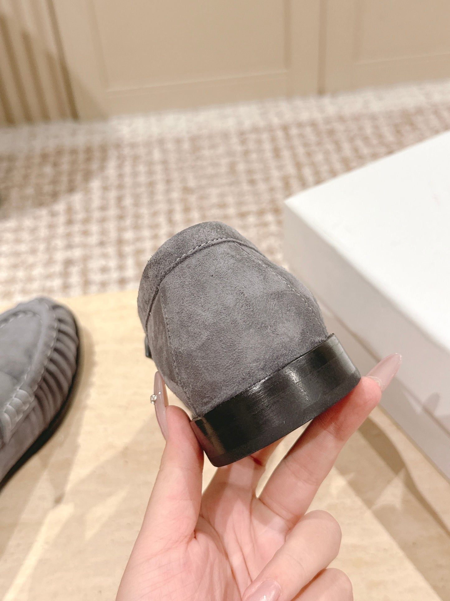 YSL 25S SAINT LAURENT LOAFERS IN GRAY SUEDE WITH SMALL LOGO - 35