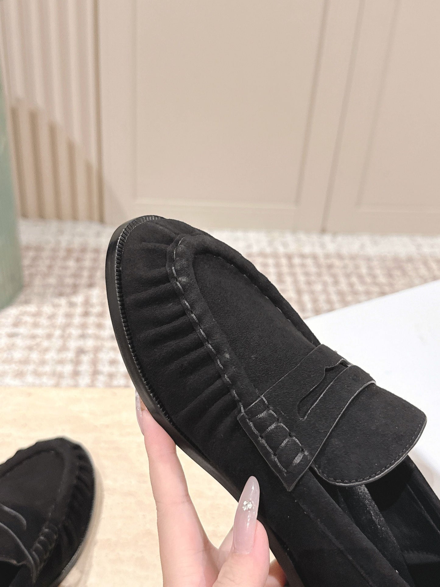 YSL 25S SAINT LAURENT LOAFERS IN BLACK SUEDE WITH SMALL LOGO - 35
