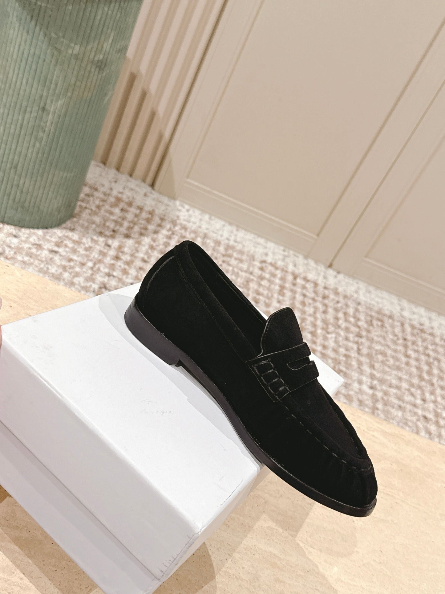 YSL 25S SAINT LAURENT LOAFERS IN BLACK SUEDE WITH SMALL LOGO - 35