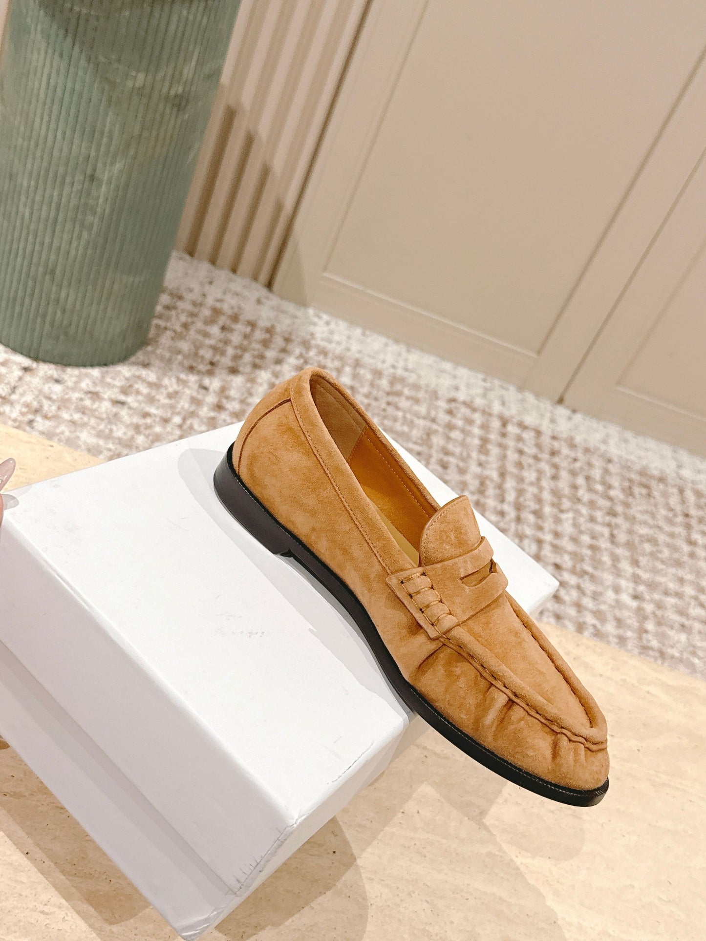 YSL 25S SAINT LAURENT LOAFERS IN BROWN SUEDE WITH SMALL LOGO - 35