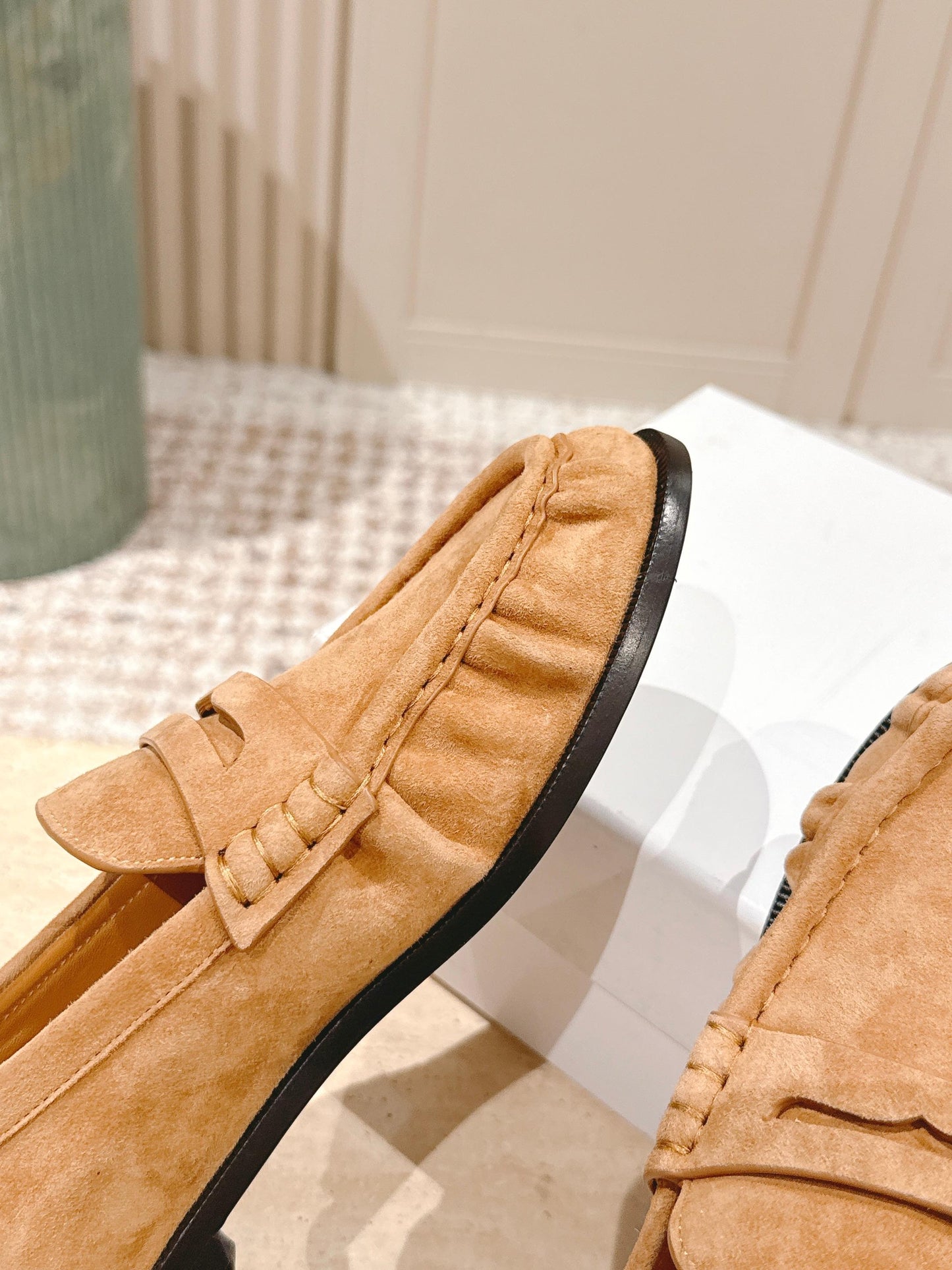 YSL 25S SAINT LAURENT LOAFERS IN BROWN SUEDE WITH SMALL LOGO - 35