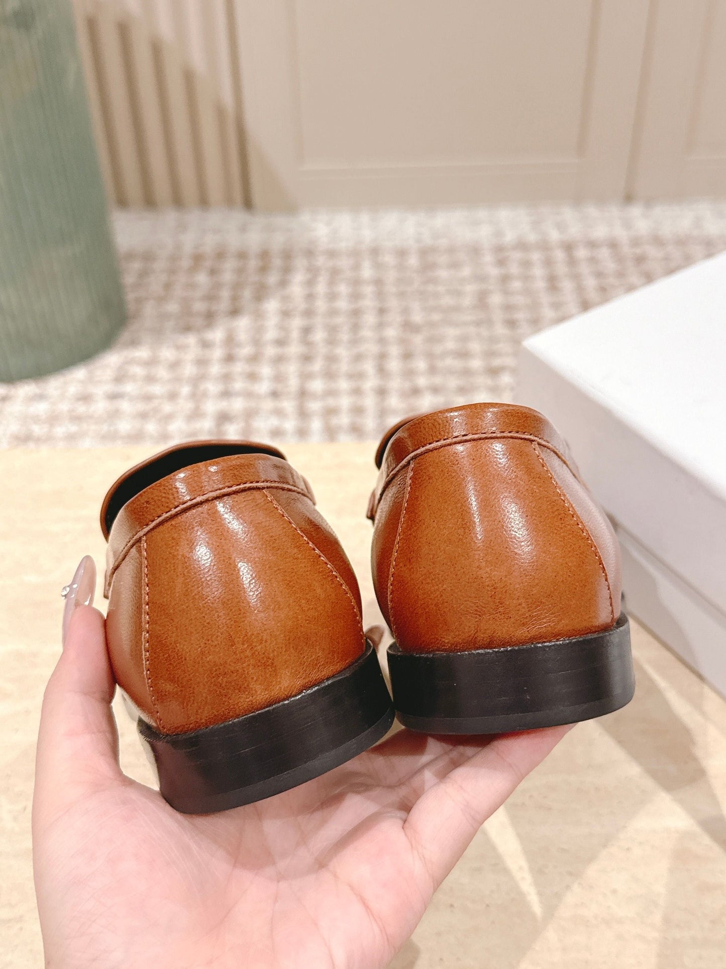 YSL 25S SAINT LAURENT LOAFERS IN BURNT ORANGE CALFSKIN WITH SMALL LOGO - 35