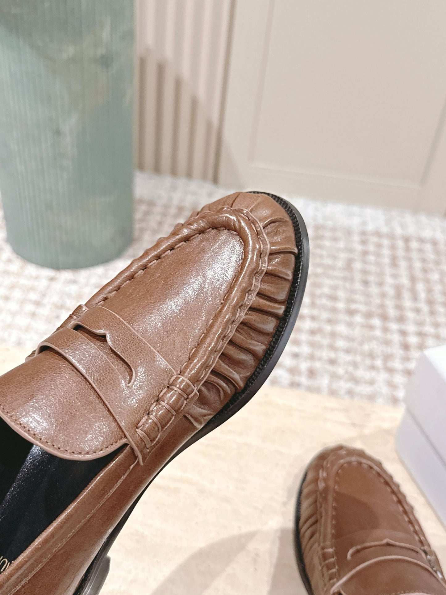 YSL 25S SAINT LAURENT LOAFERS IN BROWN CALFSKIN WITH SMALL LOGO - 35