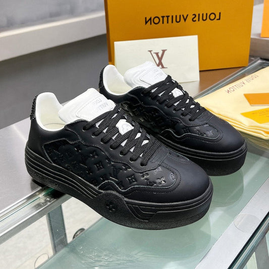 LV WOMEN GROOVY PLATFORM IN BLACK EMBOSSED CALFSKIN - 35