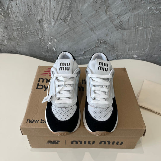 LIGHT GRAY MIX BLACK SNEAKERS COWHIDE - 35