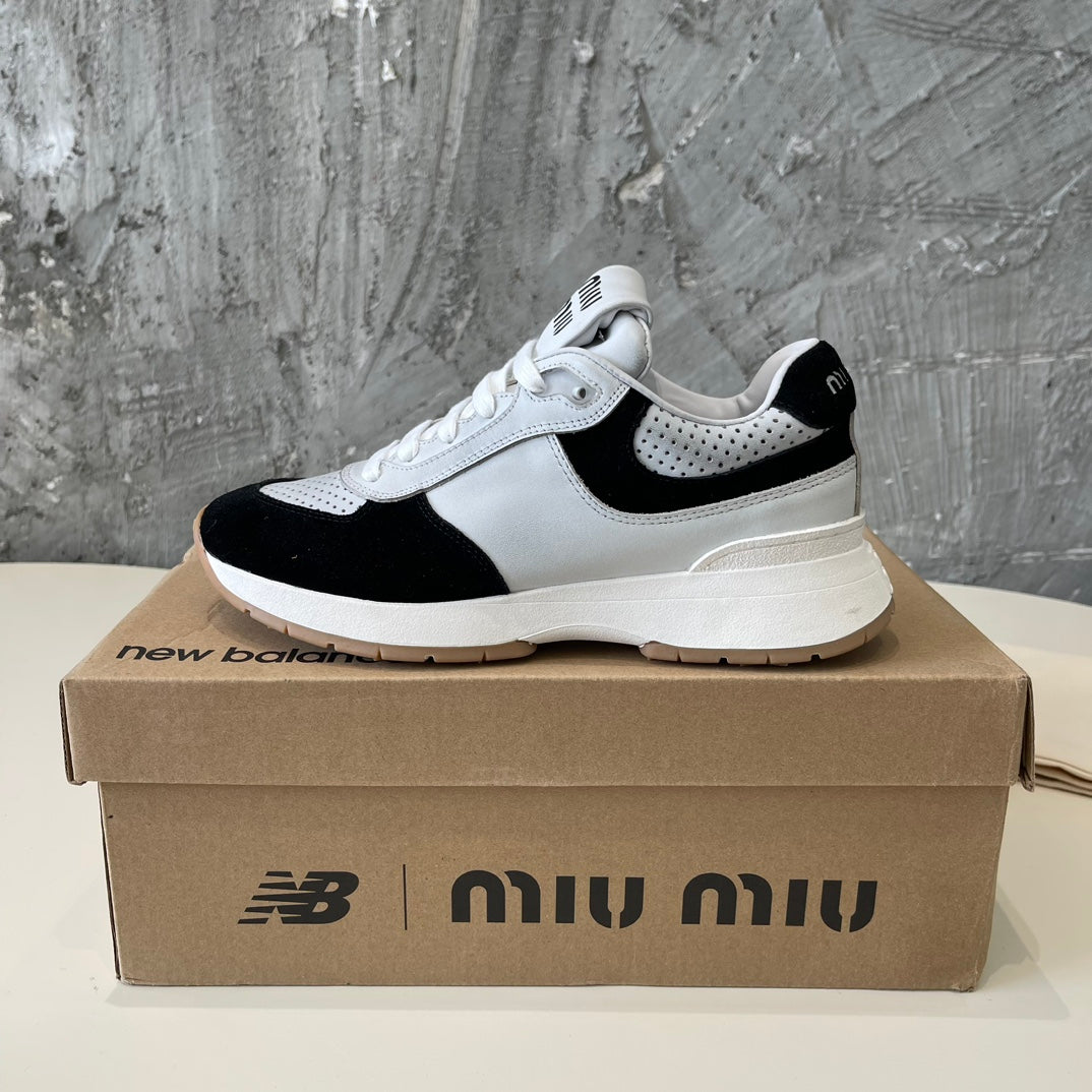 LIGHT GRAY MIX BLACK SNEAKERS COWHIDE - 35
