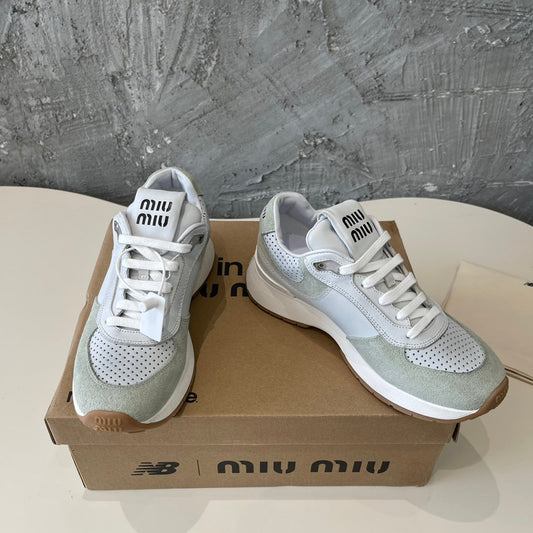 LIGHT GRAY MIX GRAY SNEAKERS COWHIDE - 35