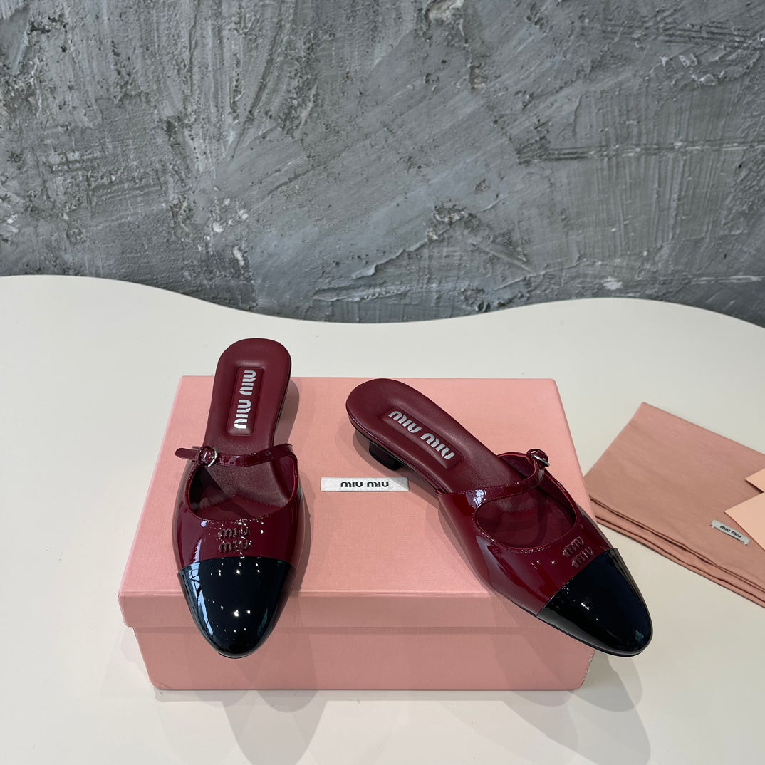 CAP TOE MULES RUBY COLOR SHEEPSKIN - 35
