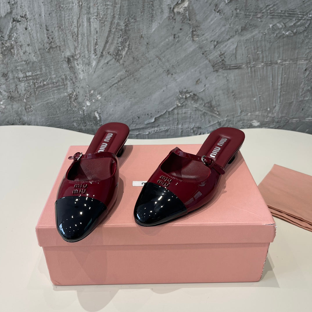 CAP TOE MULES RUBY COLOR SHEEPSKIN - 35