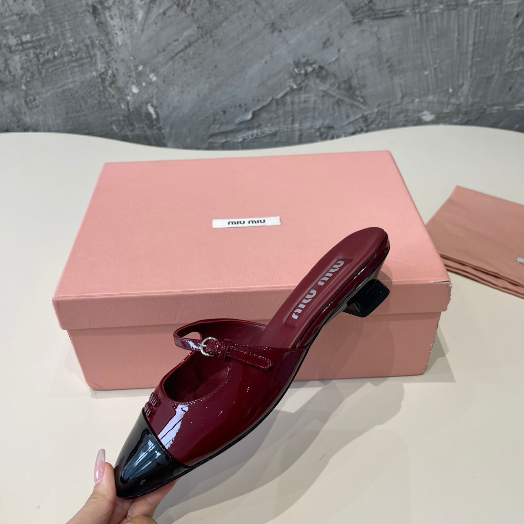 CAP TOE MULES RUBY COLOR SHEEPSKIN - 35