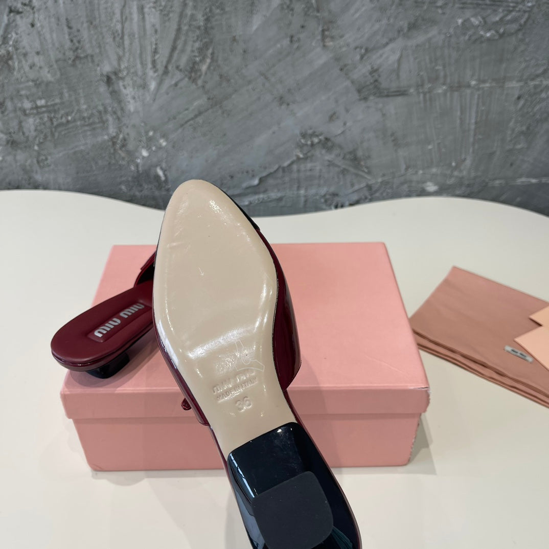 CAP TOE MULES RUBY COLOR SHEEPSKIN - 35