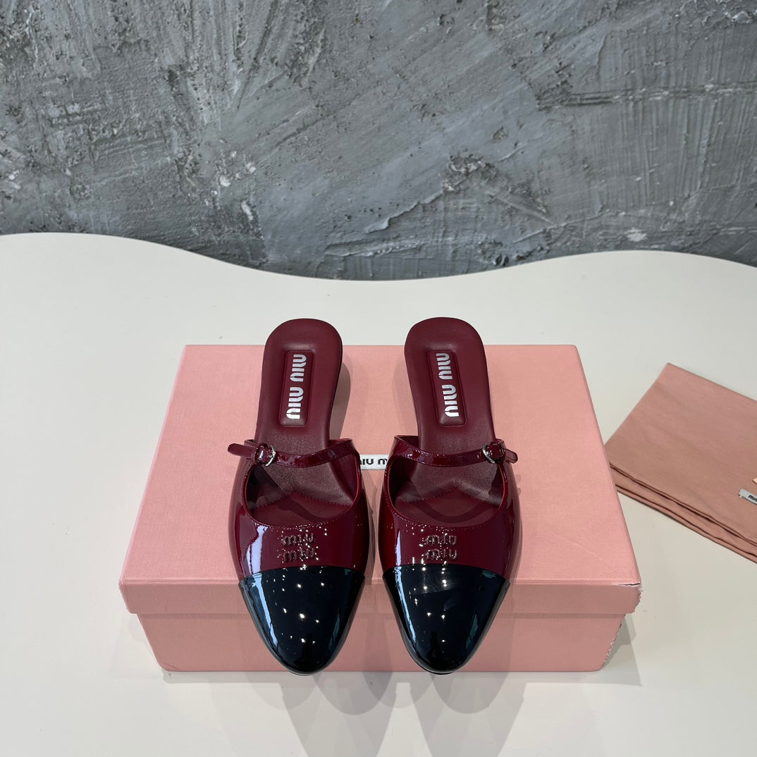 CAP TOE MULES RUBY COLOR SHEEPSKIN - 35