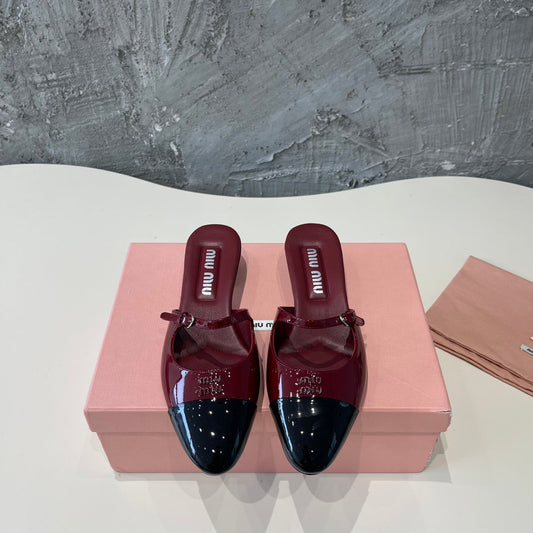 CAP TOE MULES RUBY COLOR SHEEPSKIN - 35