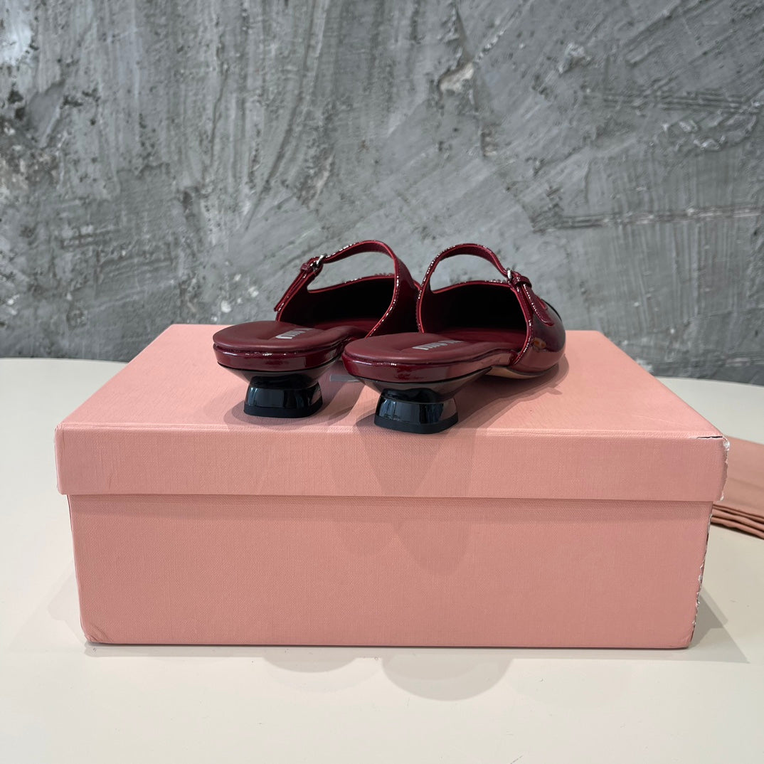 CAP TOE MULES RUBY COLOR SHEEPSKIN - 35
