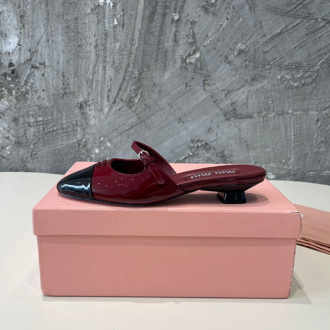 CAP TOE MULES RUBY COLOR SHEEPSKIN - 35