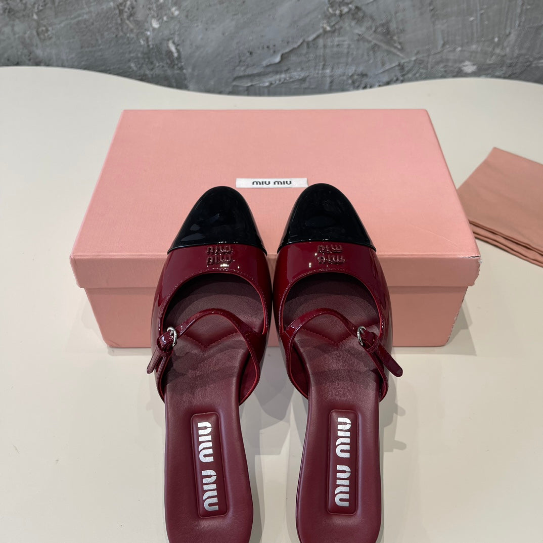 CAP TOE MULES RUBY COLOR SHEEPSKIN - 35