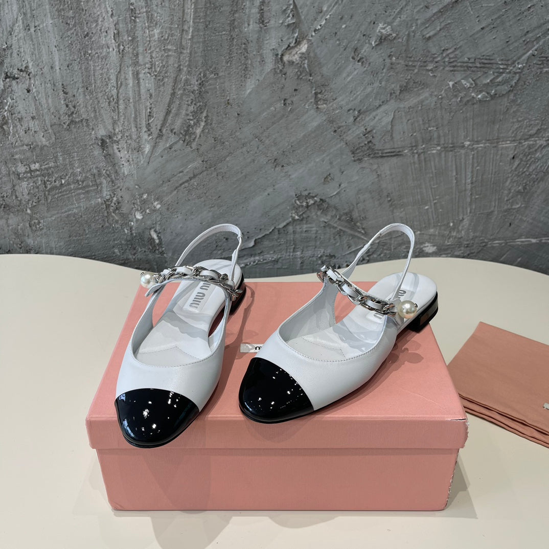 SMALL SQUARE HEAD MARY JANE SANDAL WHITE CALFSKIN - 35
