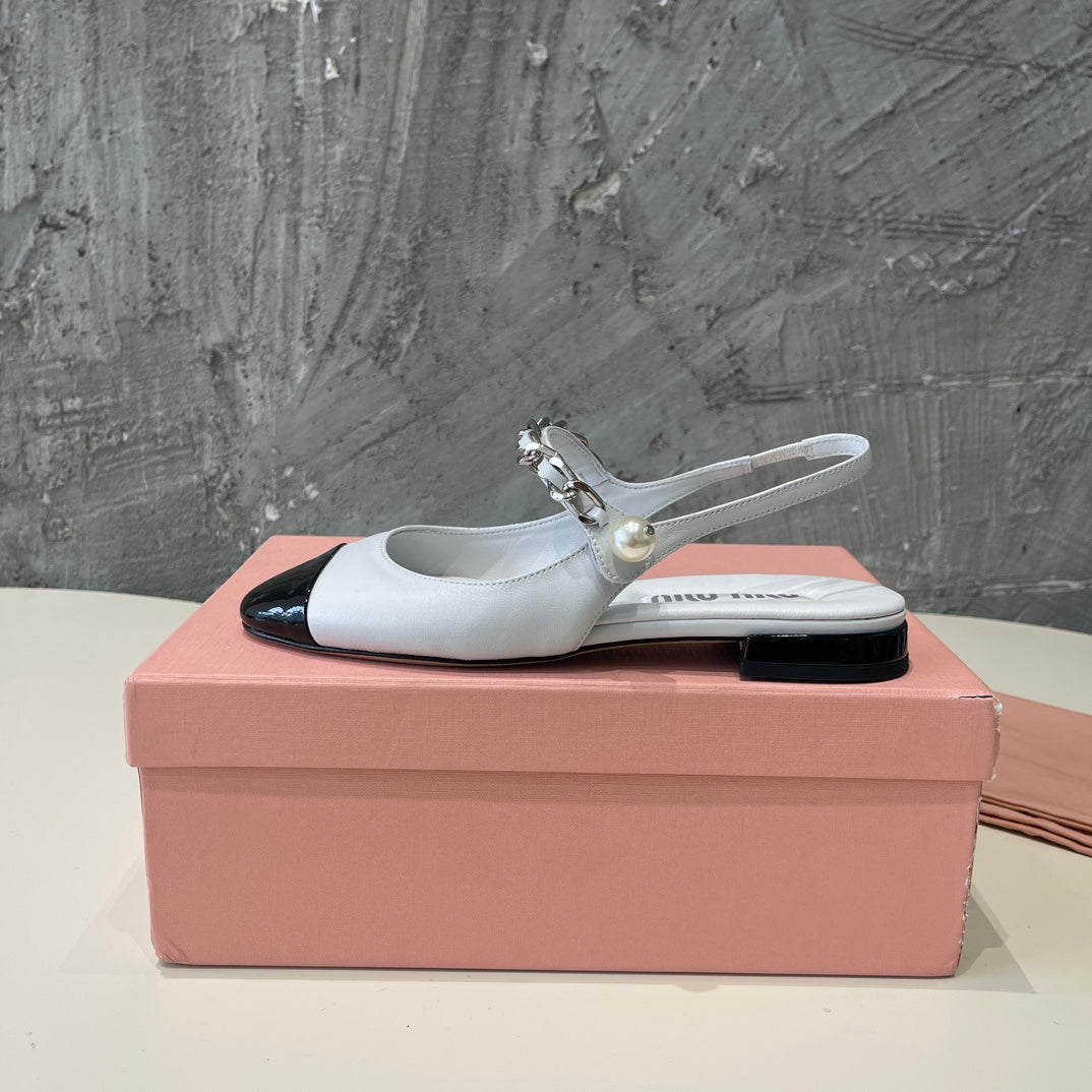 SMALL SQUARE HEAD MARY JANE SANDAL WHITE CALFSKIN - 35