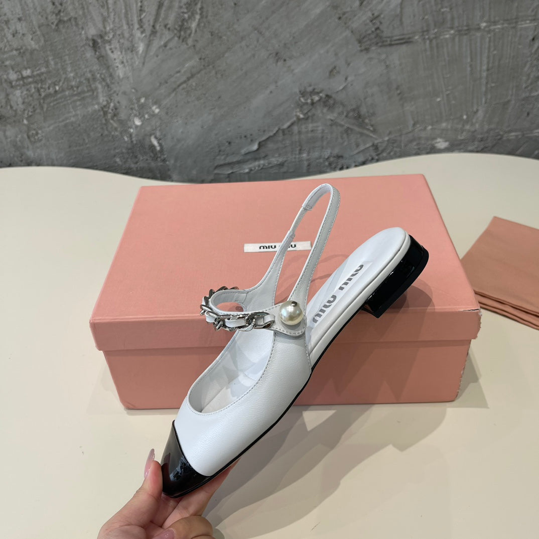 SMALL SQUARE HEAD MARY JANE SANDAL WHITE CALFSKIN - 35