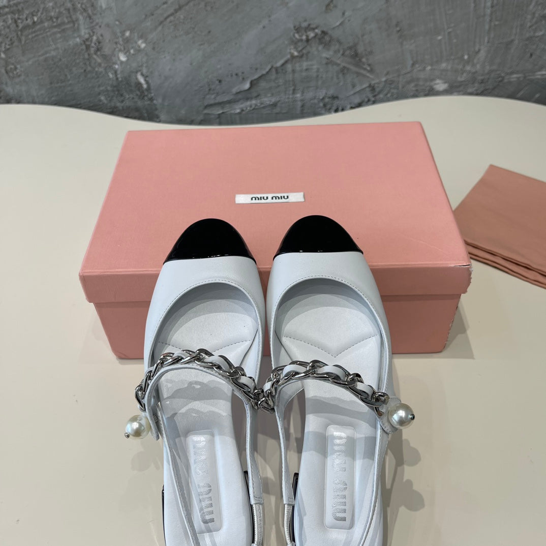 SMALL SQUARE HEAD MARY JANE SANDAL WHITE CALFSKIN - 35