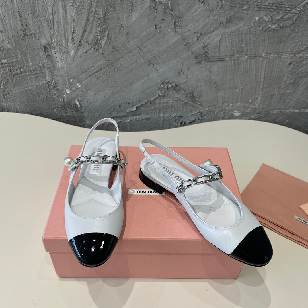 SMALL SQUARE HEAD MARY JANE SANDAL WHITE CALFSKIN - 35