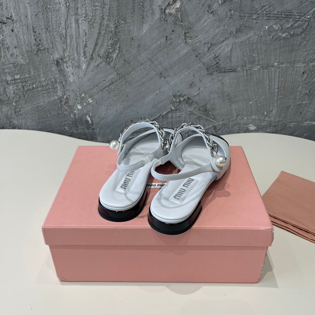 SMALL SQUARE HEAD MARY JANE SANDAL WHITE CALFSKIN - 35