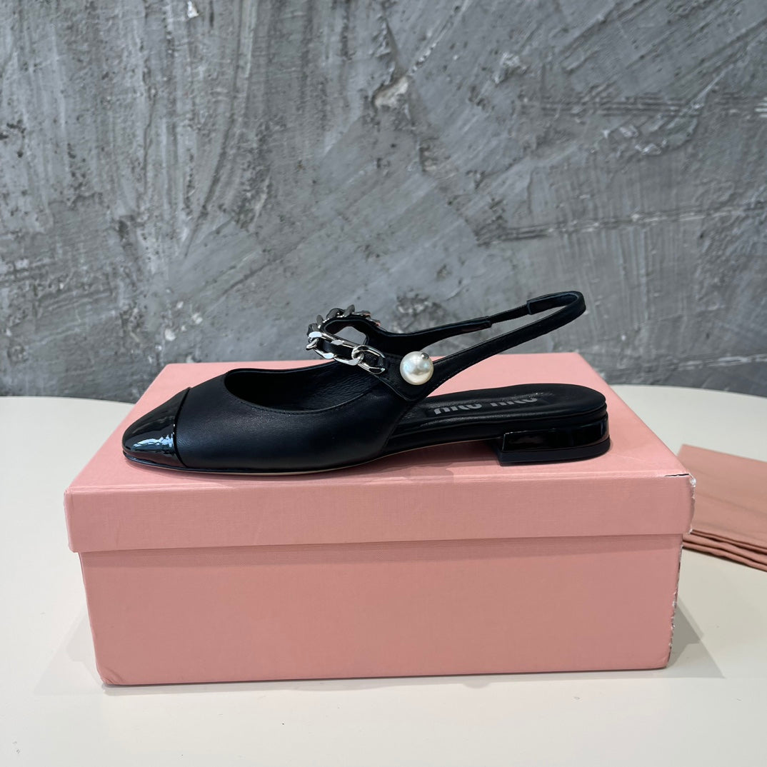 SMALL SQUARE HEAD MARY JANE SANDAL BLACK CALFSKIN - 35
