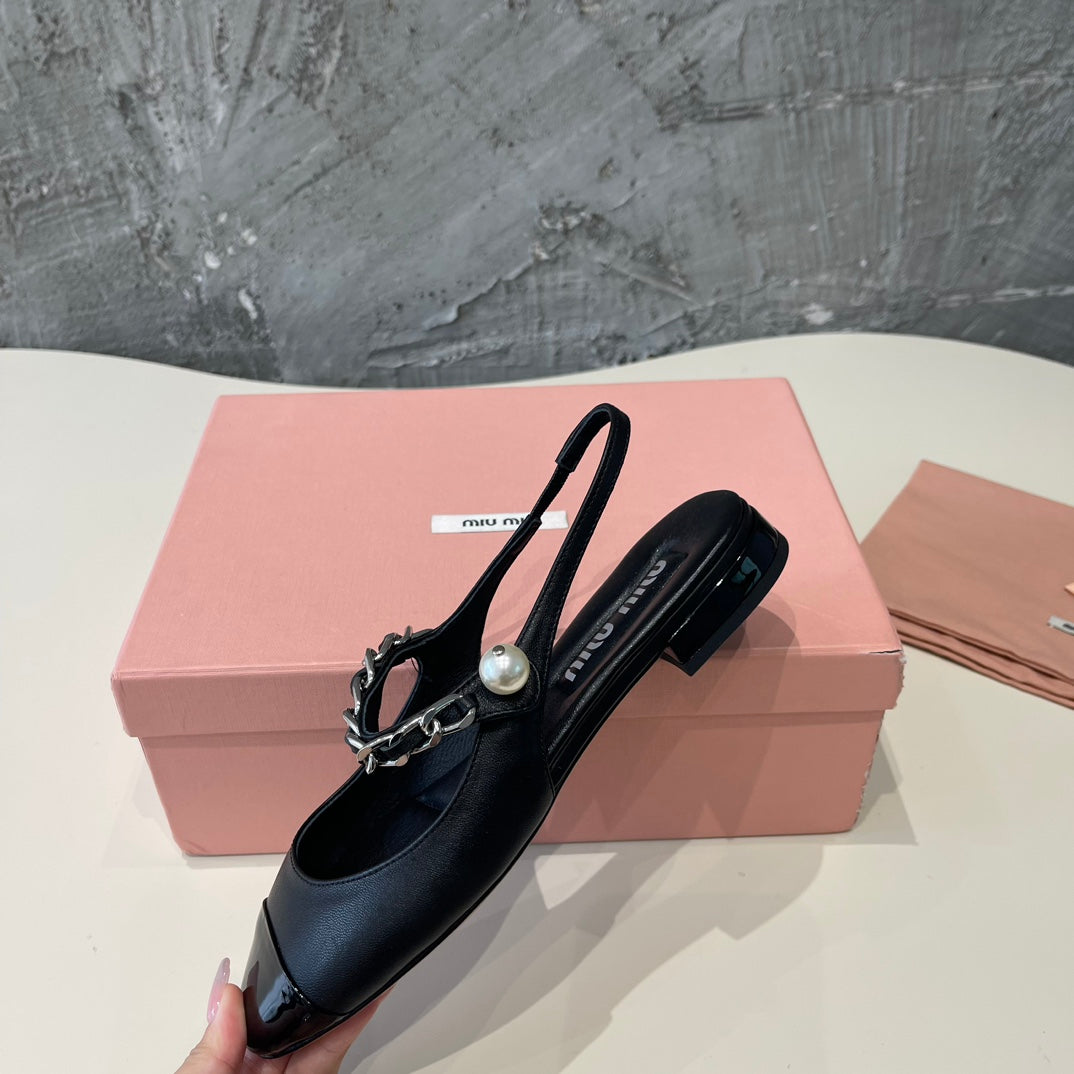SMALL SQUARE HEAD MARY JANE SANDAL BLACK CALFSKIN - 35
