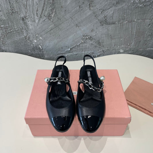 SMALL SQUARE HEAD MARY JANE SANDAL BLACK CALFSKIN - 35