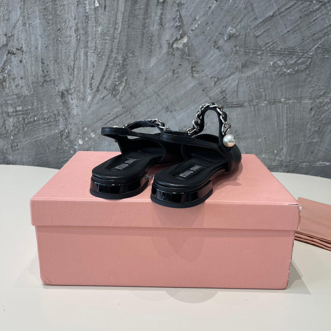 SMALL SQUARE HEAD MARY JANE SANDAL BLACK CALFSKIN - 35