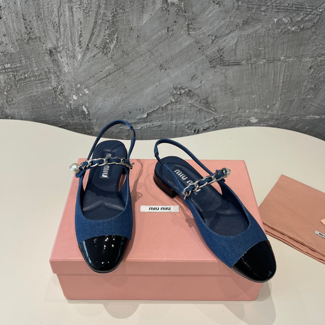 SMALL SQUARE HEAD MARY JANE SANDAL NAVY BLUE CALFSKIN - 35