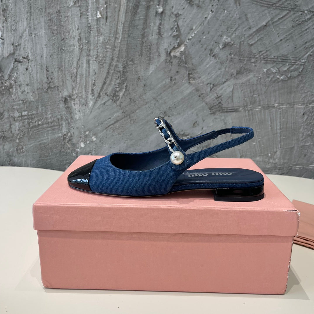 SMALL SQUARE HEAD MARY JANE SANDAL NAVY BLUE CALFSKIN - 35