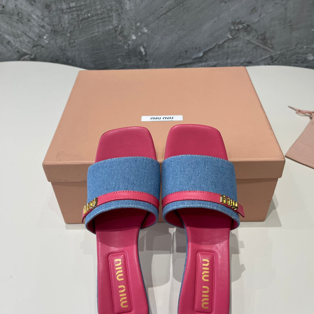 DEEP PINK HIGH HEEL WITH  BLUE STRAPS AND PINK BELT - 35