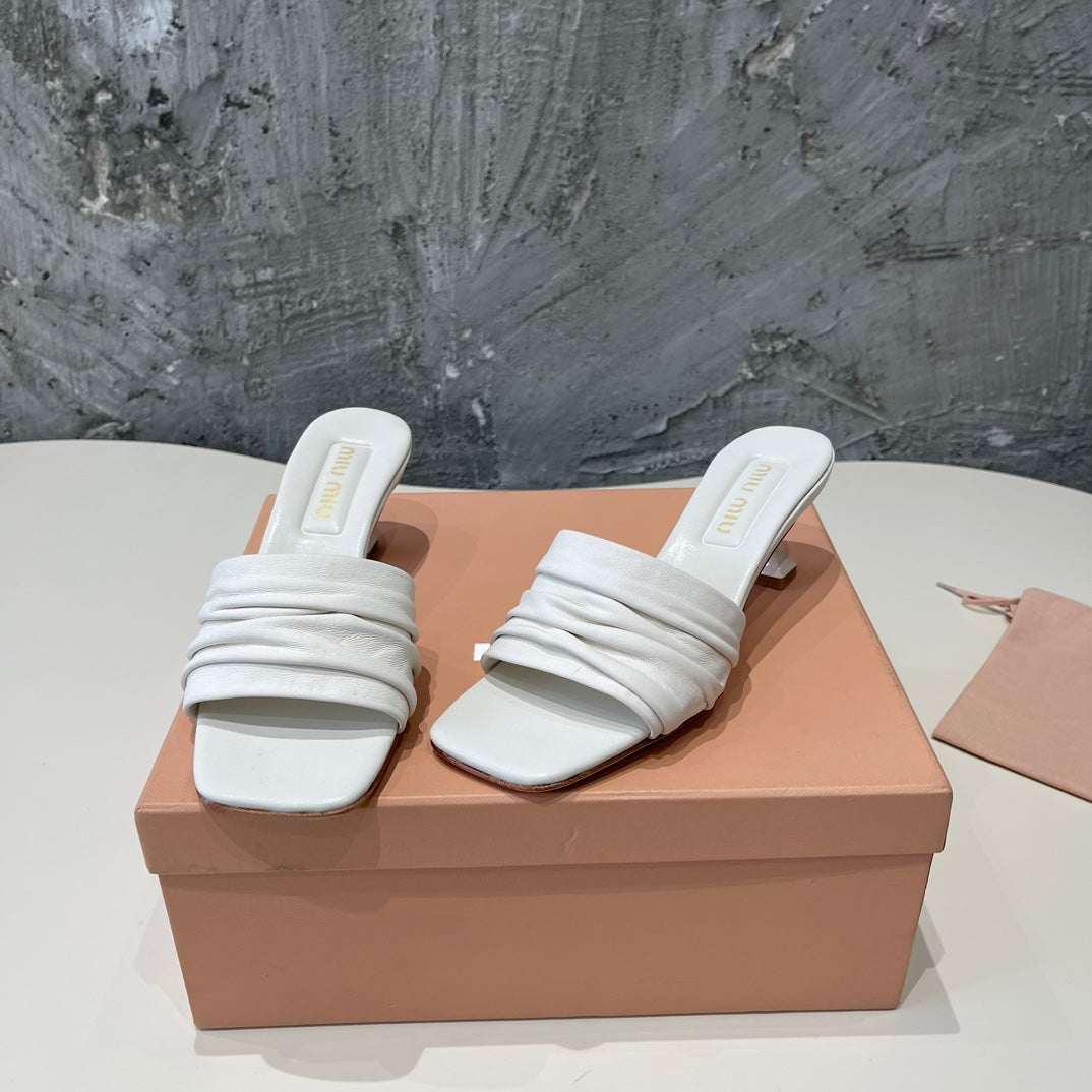 HIGH - HEEL WHITE SHEEPSKIN WITH STYLIZED STRAPS - 35