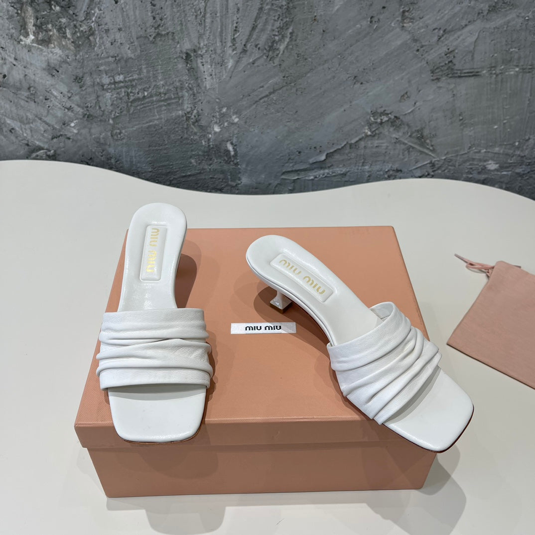 HIGH - HEEL WHITE SHEEPSKIN WITH STYLIZED STRAPS - 35