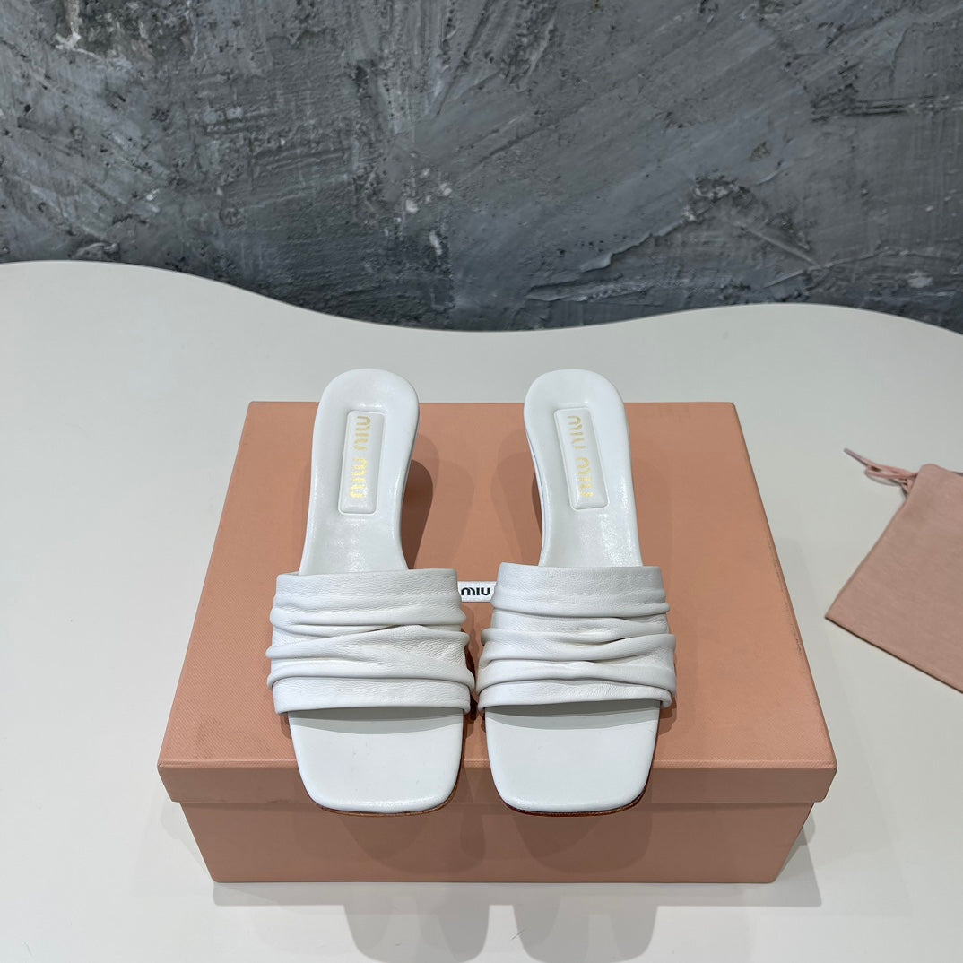 HIGH - HEEL WHITE SHEEPSKIN WITH STYLIZED STRAPS - 35