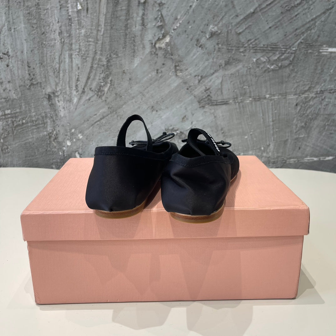 BALLET FLAT SHOES BLACK GLOSSY SHEEPSKIN - 35
