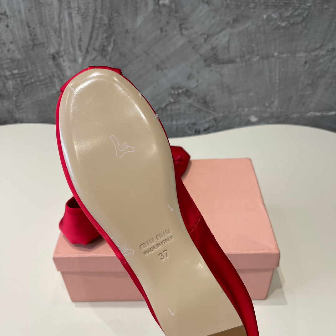 BALLET FLAT SHOES CRIMSON COLOR GLOSSY SHEEPSKIN - 35