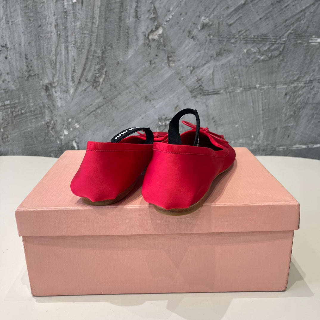 BALLET FLAT SHOES CRIMSON COLOR GLOSSY SHEEPSKIN - 35