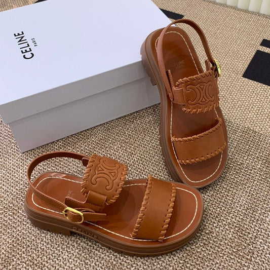 ROMAN SANDAL IN BRONZE BROWN CALFSKIN - 35