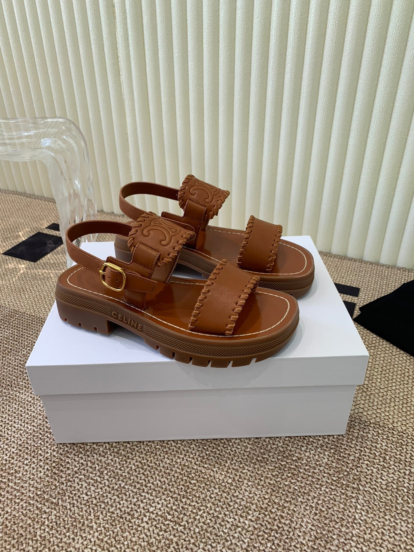 ROMAN SANDAL IN BRONZE BROWN CALFSKIN - 35