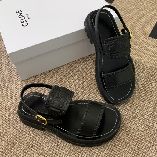 ROMAN SANDAL IN BLACK CALFSKIN - 35