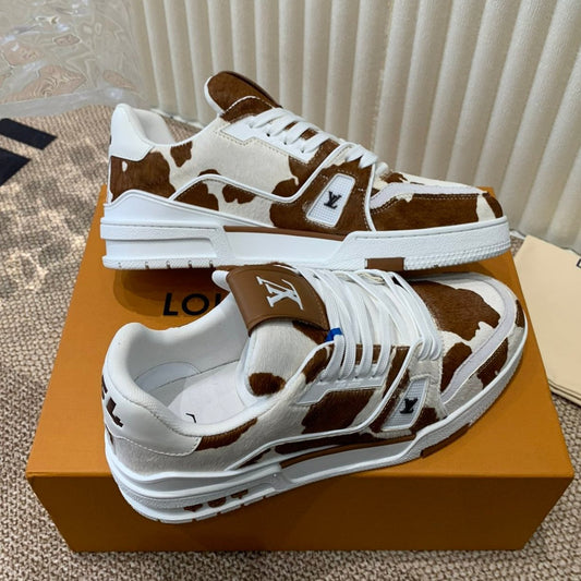LV TRAINER SNEAKER PONY BROWN MIX WHITE - 35