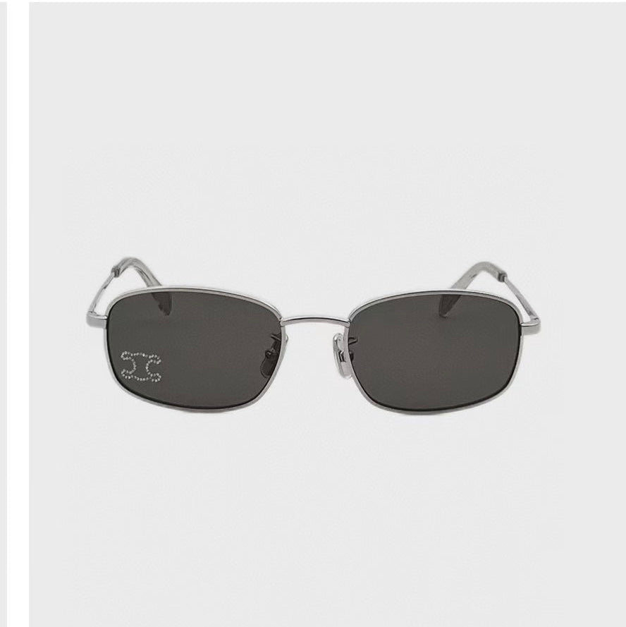 TRIOMPHE RHINESTONE SUNGLASS CL40285U IN METAL WITH CRYSTALS - Gold/Smoke