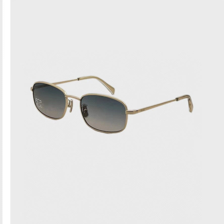 TRIOMPHE RHINESTONE SUNGLASS CL40285U IN METAL WITH CRYSTALS - Gold/Smoke